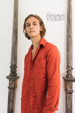 Chintamani Alchemistry Alma Linen Shirt / Red Ochre^ Button Shirt