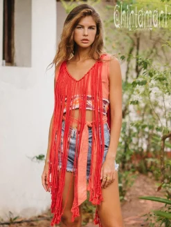 Chintamani Alchemistry Apache Crop Top / Salmon Red^ Tank Top