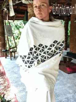 Chintamani Alchemistry Atua Wrap Shawl / White & Black^ Shawls & Scarfs