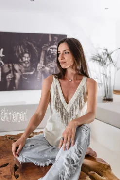 Chintamani Alchemistry Backless Linen Top / Cream^ Tank Top