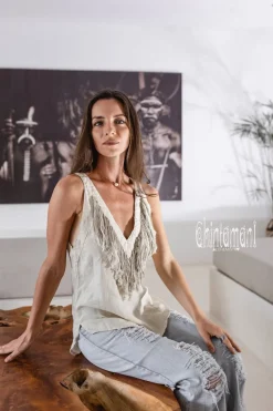 Chintamani Alchemistry Backless Linen Top / Cream^ Tank Top