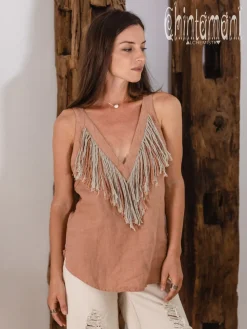 Chintamani Alchemistry Backless Linen Top / Dusty Pink^ Tank Top