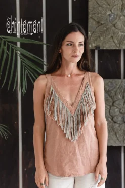 Chintamani Alchemistry Backless Linen Top / Dusty Pink^ Tank Top