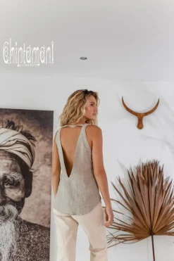 Chintamani Alchemistry Backless Linen Top / Natural Gray^ Tank Top