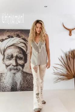 Chintamani Alchemistry Backless Linen Top / Natural Gray^ Tank Top