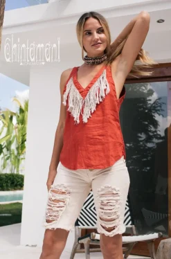 Chintamani Alchemistry Backless Linen Top / Red Ochre^ Tank Top