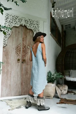 Chintamani Alchemistry Backless Tunic Dress / Light Blue^ Mini & Midi Dress