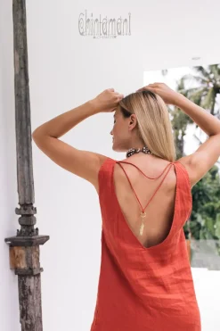 Chintamani Alchemistry Backless Tunic Dress / Red Ochre^ Mini & Midi Dress