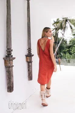 Chintamani Alchemistry Backless Tunic Dress / Red Ochre^ Mini & Midi Dress