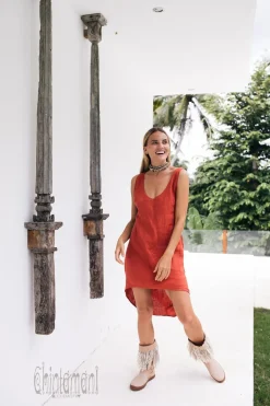 Chintamani Alchemistry Backless Tunic Dress / Red Ochre^ Mini & Midi Dress