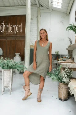 Chintamani Alchemistry Backless Tunic Dress / Sage Green^ Mini & Midi Dress