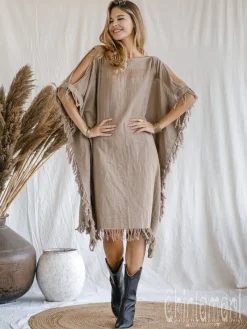 Chintamani Alchemistry Beach Poncho Dress / Coffee^ Mini & Midi Dress