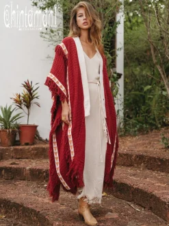 Chintamani Alchemistry Berber Poncho Coat / Red Ochre^ Kimono & Cover Up