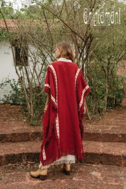 Chintamani Alchemistry Berber Poncho Coat / Red Ochre^ Kimono & Cover Up