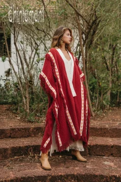 Chintamani Alchemistry Berber Poncho Coat / Red Ochre^ Kimono & Cover Up