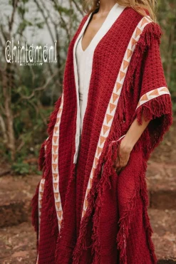 Chintamani Alchemistry Berber Poncho Coat / Red Ochre^ Kimono & Cover Up