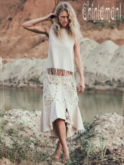Chintamani Alchemistry Bleached Denim Skirt / Off White^ Skirts