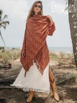 Chintamani Alchemistry Block Print Cloak / Rust^ Kimono & Cover Up