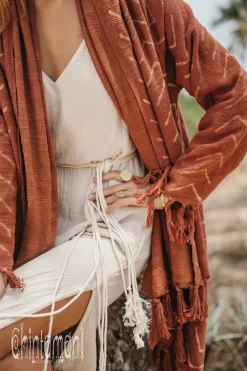 Chintamani Alchemistry Block Print Cloak / Rust^ Kimono & Cover Up