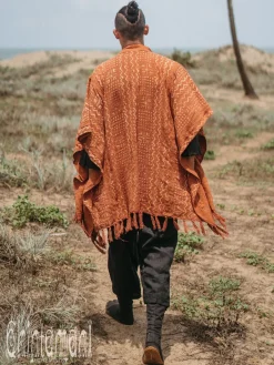 Chintamani Alchemistry Block Print Poncho / Rust^ Kimono & Coat
