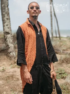 Chintamani Alchemistry Block Print Vest Jacket / Rusty^ Tops & T-shirt