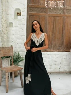 Chintamani Alchemistry Boho Fringed Dress / Black^ Maxi Dress