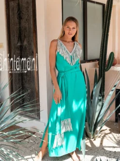 Chintamani Alchemistry Boho Fringed Dress / Green^ Maxi Dress
