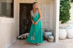 Chintamani Alchemistry Boho Fringed Dress / Green^ Maxi Dress