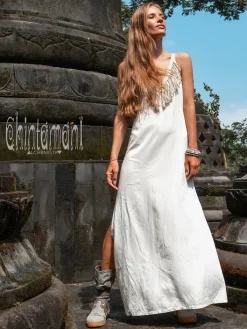 Chintamani Alchemistry Boho Fringed Dress / Off White^ Maxi Dress