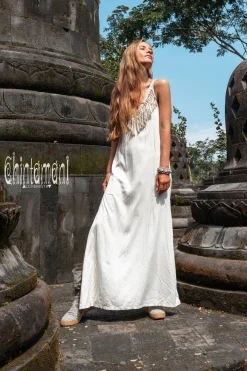 Chintamani Alchemistry Boho Fringed Dress / Off White^ Maxi Dress