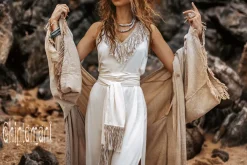 Chintamani Alchemistry Boho Fringed Dress / Off White^ Maxi Dress