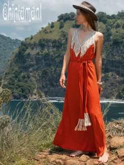 Chintamani Alchemistry Boho Fringed Dress / Red Ochre^ Maxi Dress