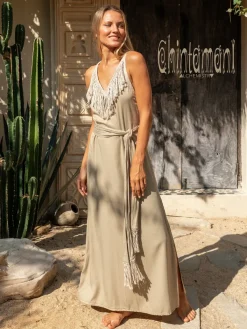 Chintamani Alchemistry Boho Fringed Dress / Sage^ Maxi Dress