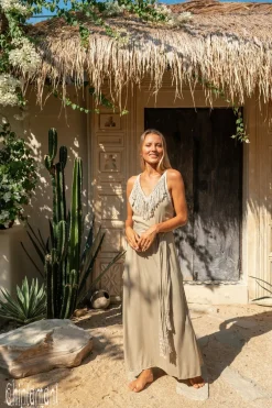 Chintamani Alchemistry Boho Fringed Dress / Sage^ Maxi Dress