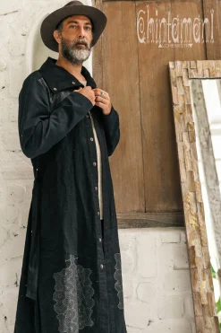 Chintamani Alchemistry Canvas Men's Coat / Black^ Kimono & Coat