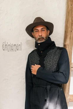 Chintamani Alchemistry Canvas Men's Coat / Black^ Kimono & Coat
