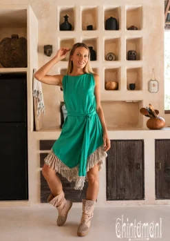 Chintamani Alchemistry Corner Fringed Dress / Green^ Mini & Midi Dress