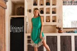 Chintamani Alchemistry Corner Fringed Dress / Green^ Mini & Midi Dress