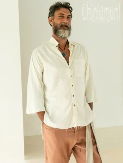 Chintamani Alchemistry Cotton Men's Shirt / Off White^ Button Shirt