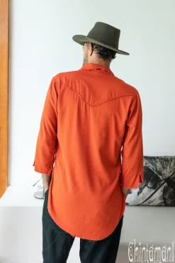 Chintamani Alchemistry Cotton Men's Shirt / Red Ochre^ Button Shirt