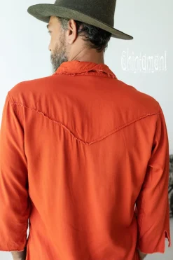 Chintamani Alchemistry Cotton Men's Shirt / Red Ochre^ Button Shirt