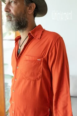 Chintamani Alchemistry Cotton Men's Shirt / Red Ochre^ Button Shirt