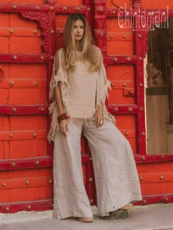 Chintamani Alchemistry Cotton Poncho Top / Beige^ T-shirt & Tunic