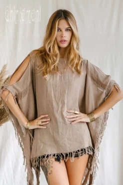 Chintamani Alchemistry Cotton Poncho Top / Coffee^ T-shirt & Tunic