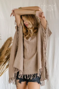 Chintamani Alchemistry Cotton Poncho Top / Coffee^ T-shirt & Tunic