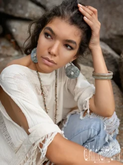Chintamani Alchemistry Cotton Poncho Top / Off White^ T-shirt & Tunic