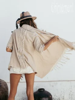 Chintamani Alchemistry Cotton Sleeves Shawl / Beige^ Kimono & Cover Up