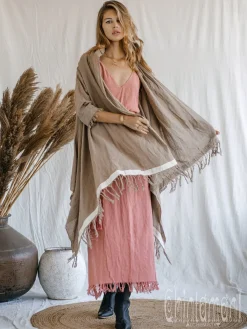 Chintamani Alchemistry Cotton Sleeves Shawl / Coffee^ Kimono & Cover Up
