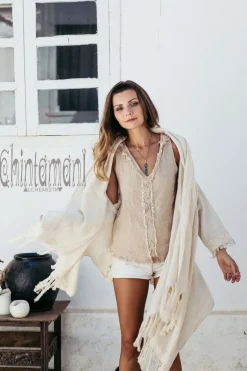 Chintamani Alchemistry Cotton Sleeves Shawl / Off White^ Kimono & Cover Up