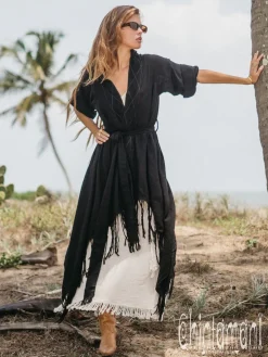 Chintamani Alchemistry Cotton Wrap Cardigan / Black^ Kimono & Cover Up